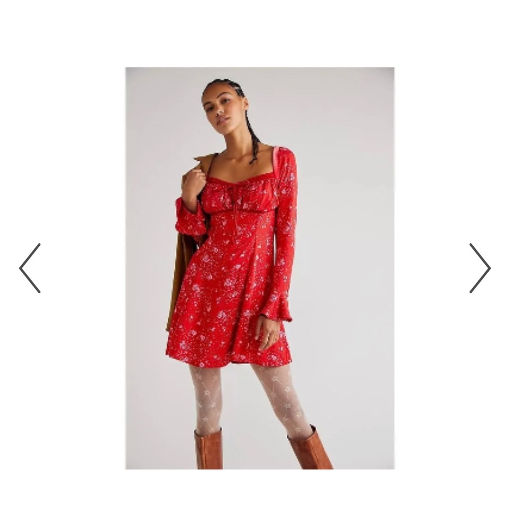 Free People Tess Floral Velvet Trim Dress